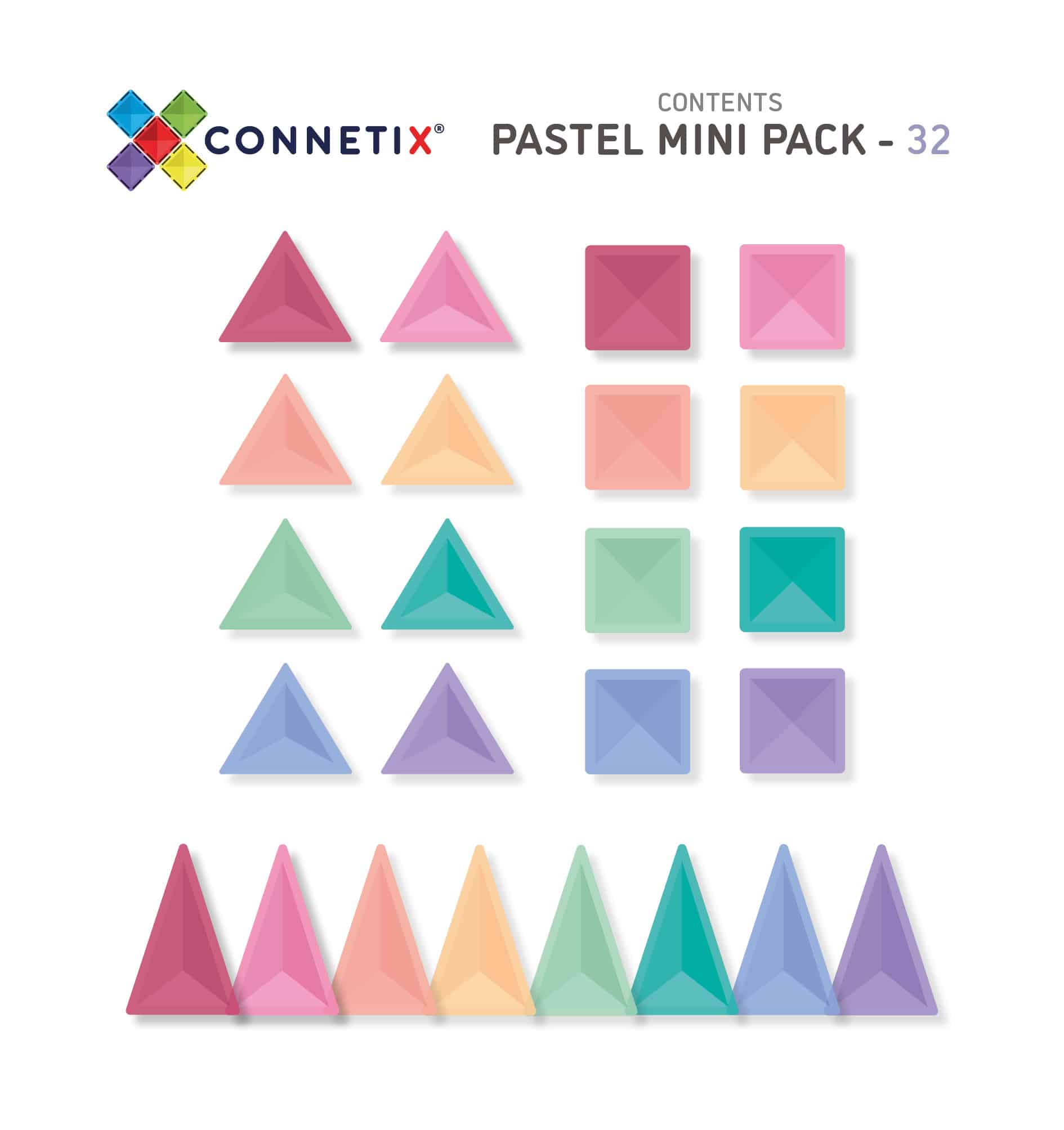 Connetix Tiles - 32 Pieces Pastel Mini Pack