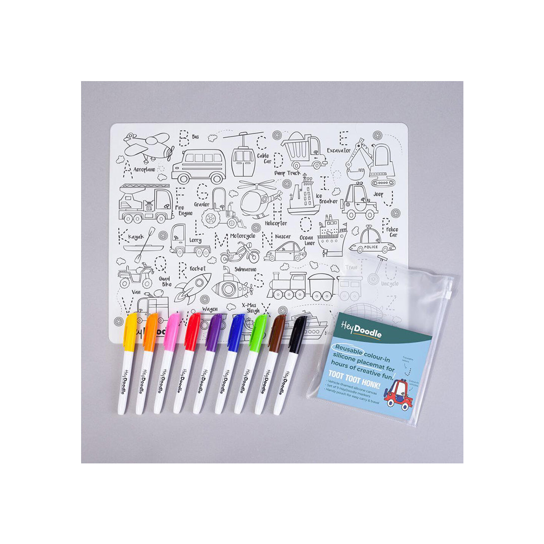 Toot Toot Honk – Silicone Reusable Drawing Mat & Markers
