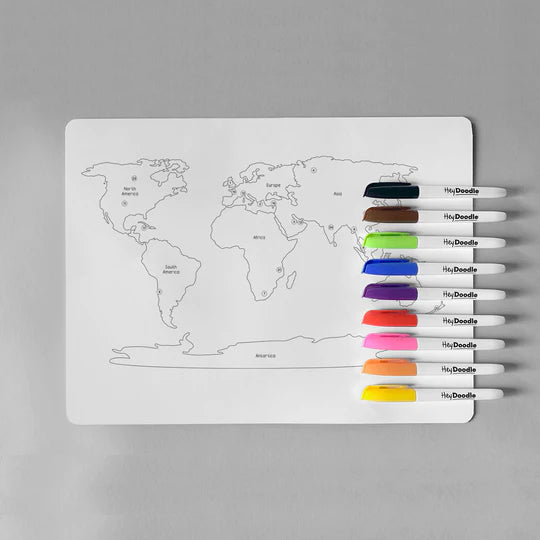 World Countries – Silicone Reusable Drawing Mat & Markers